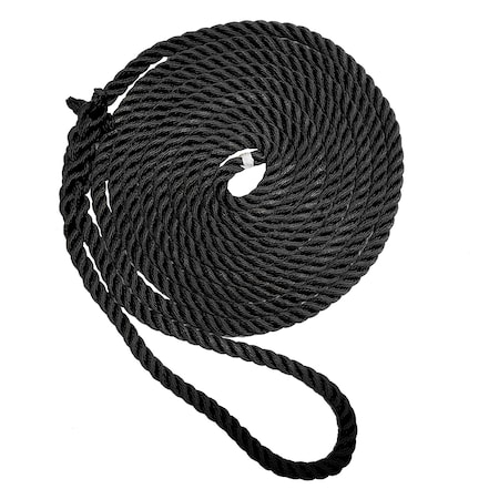 New England Ropes 3/4" X 35' Nylon 3 Strand Dock Line Black C6054-24-00035